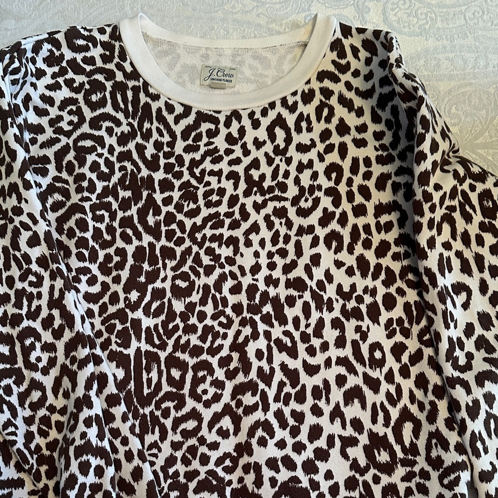 J. Crew Brown and White Animal Print Top